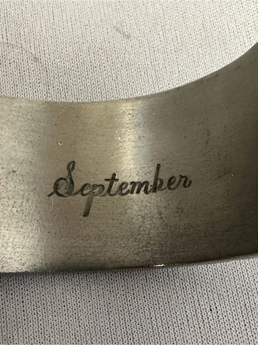Salisbury Pewter Flower of the Month Engraved Wide Cuff Bracelet September